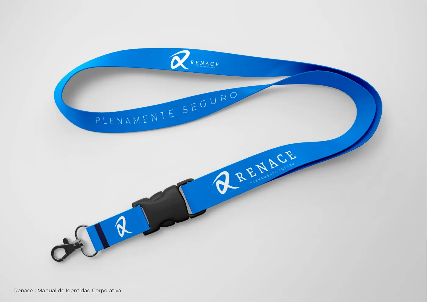 Manual de identidad corporativa de RENACE, página  32: Cordón azul para gafete de RENACE