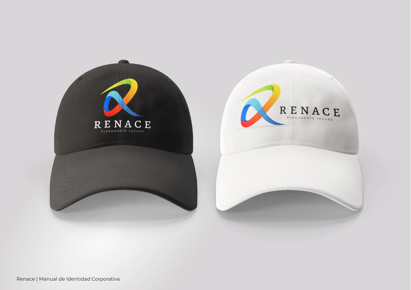 Manual de identidad corporativa de RENACE, página  34: Gorras con la marca RENACE