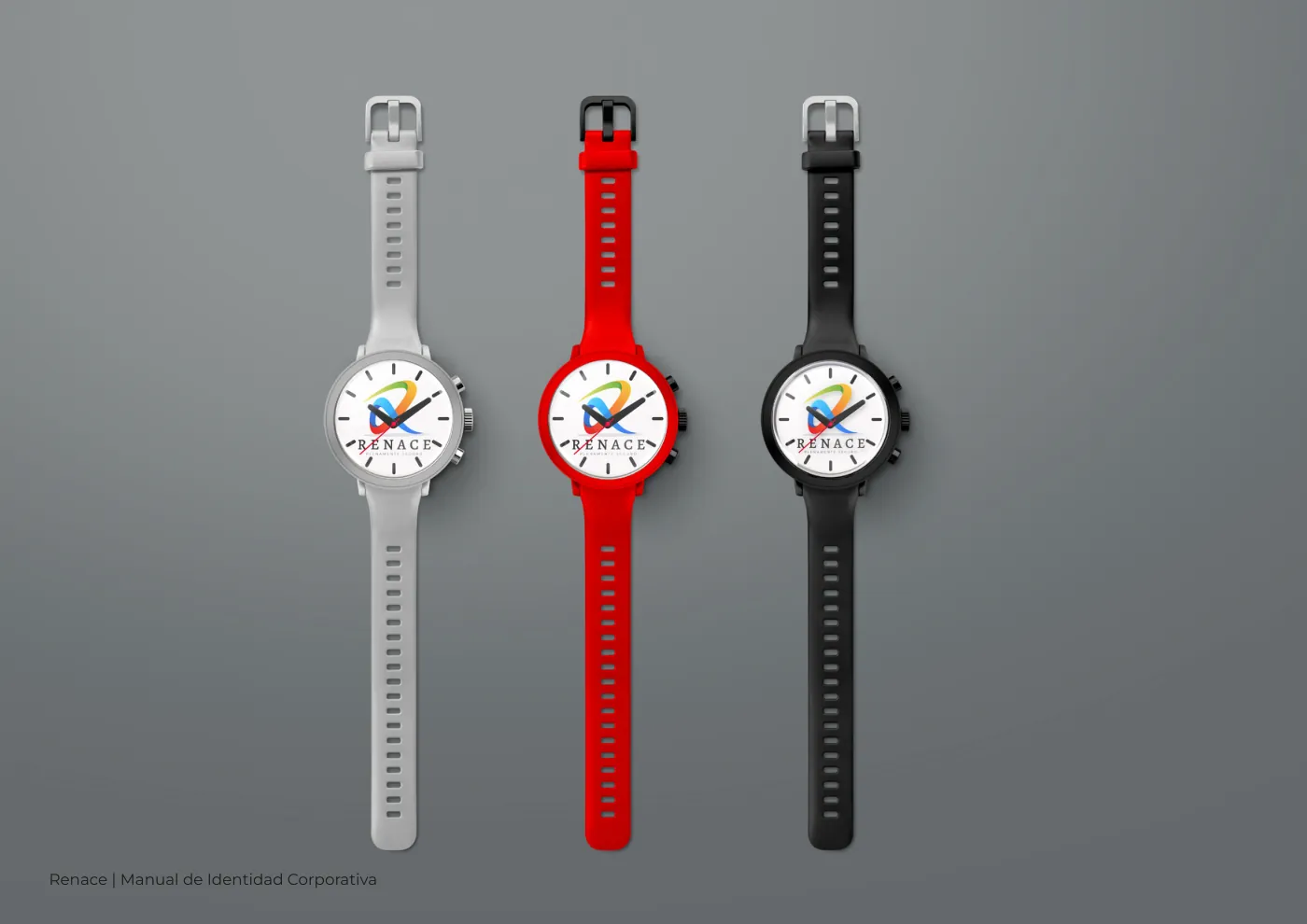 Manual de identidad corporativa de RENACE, página  41: Aplicaciones en relojes deportivos de RENACE