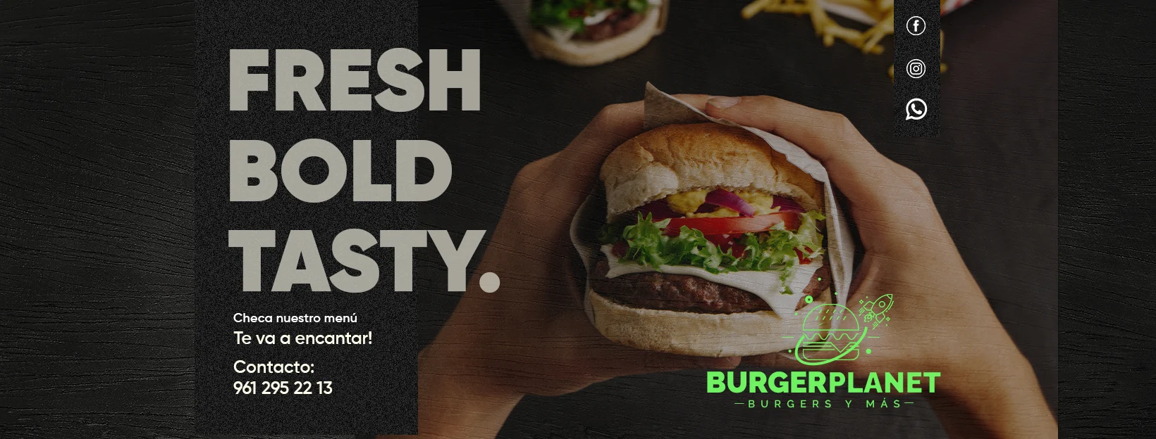Gráfico de portada para redes sociales de Burger Planet