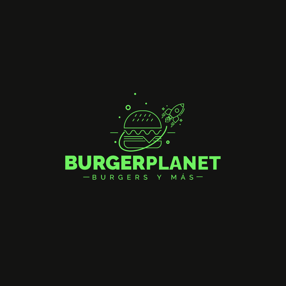 Logotipo de Burger Planet sobre fondo oscuro