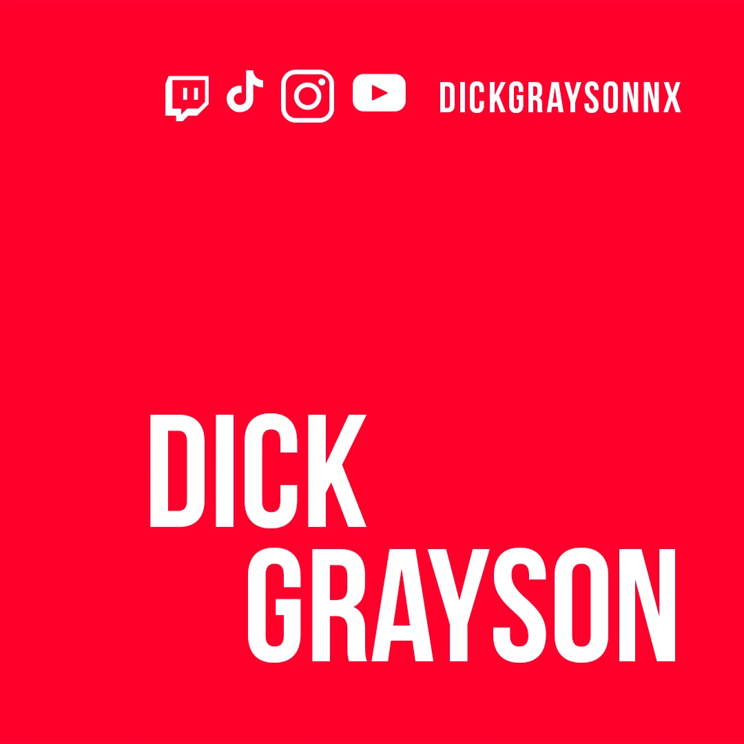 Gráfico tipográfico de perfil social de Dick Greyson