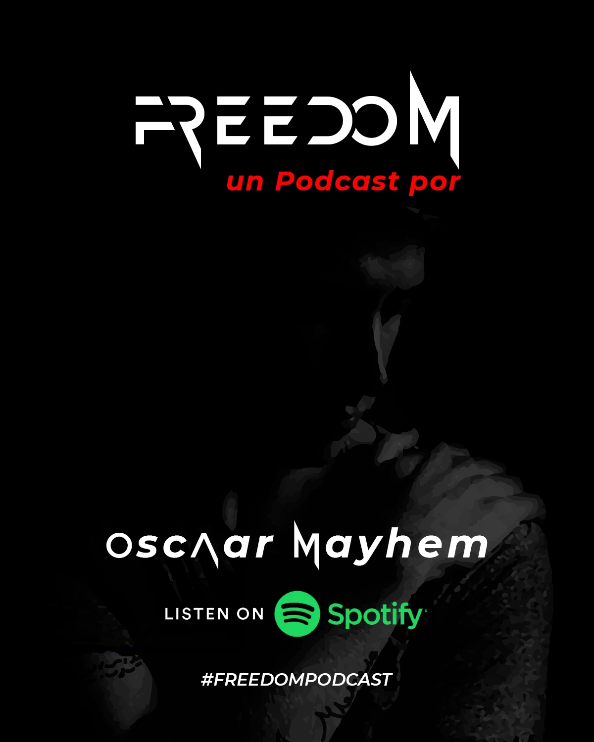 Diseño de pieza social del podcast de Oscaar Mayhem
